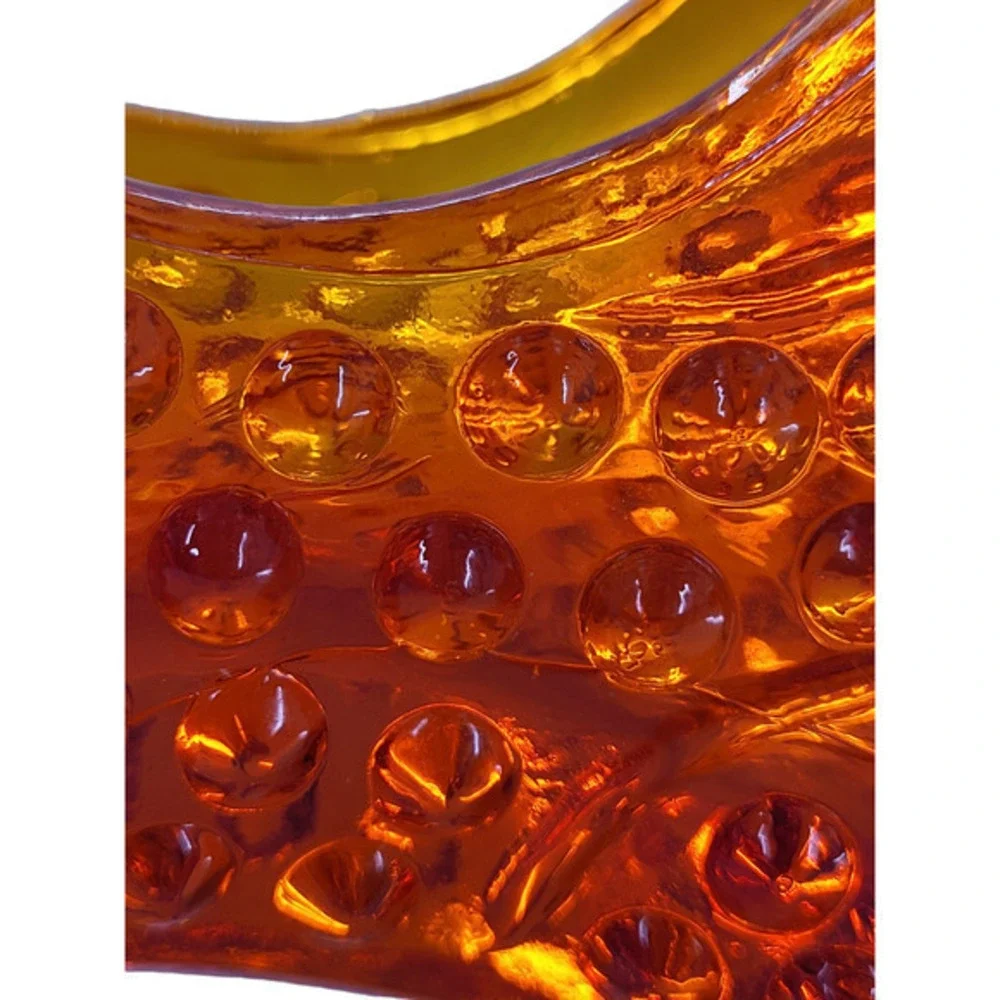 Fenton Amberina Red Orange Cat‎ Hobnail Vintage Glass Boot Shoe Figurine